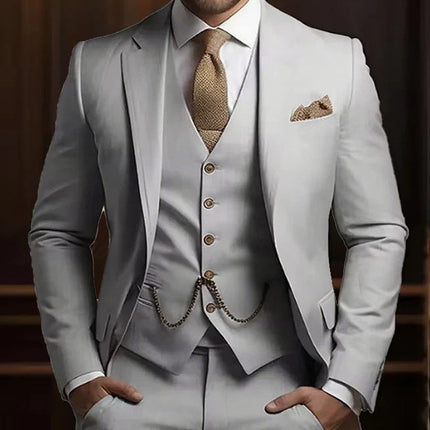 Men’s Three-Piece Chain Detail Suit Set