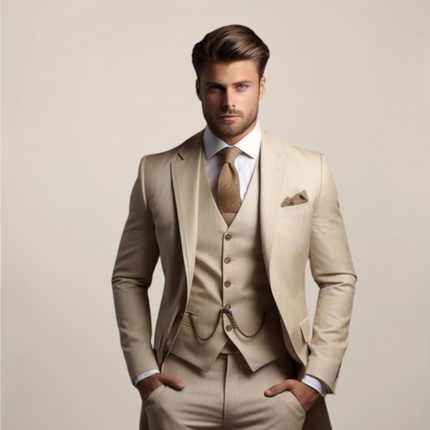 Men’s Three-Piece Tailored Waistcoat Suit Set