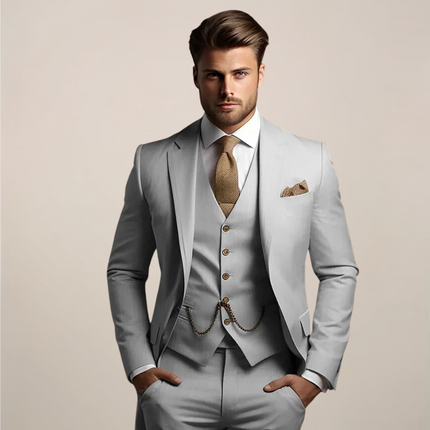 Men’s Three-Piece Tailored Waistcoat Suit Set