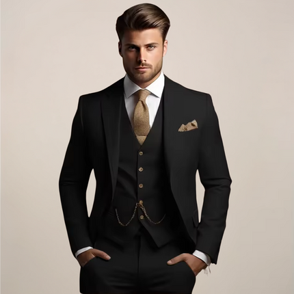Men’s Three-Piece Tailored Waistcoat Suit Set