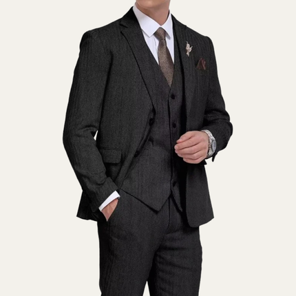 Men’s Tweed 3 Piece Suit – Retro Slim Fit Waistcoat Set