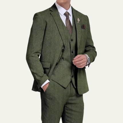 Men’s Tweed 3 Piece Suit – Retro Slim Fit Waistcoat Set