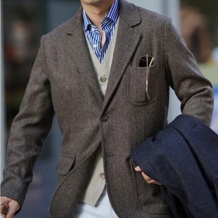 Men’s Tweed Texture Two-Button Blazer