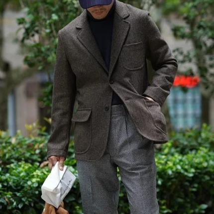 Men’s Tweed Texture Two-Button Blazer