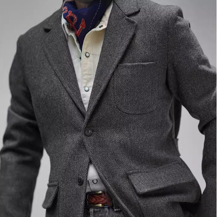 Men’s Tweed Texture Two-Button Blazer