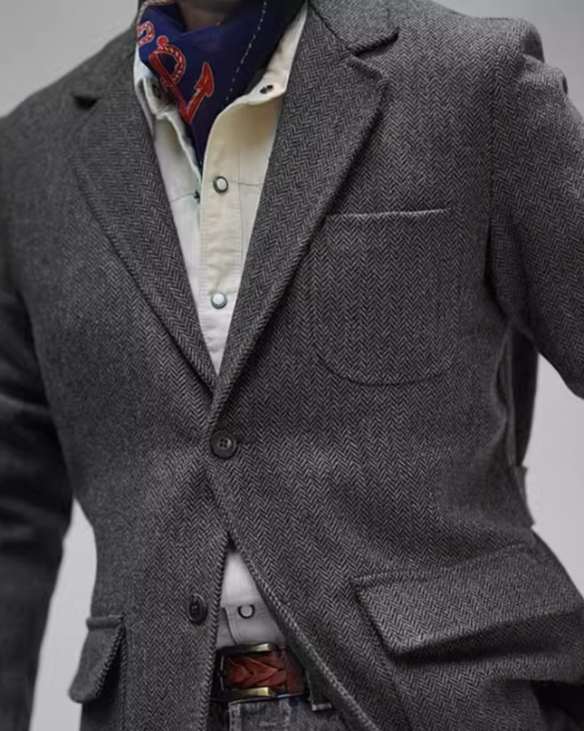 Men’s Tweed Texture Two-Button Blazer