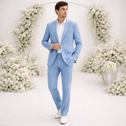 Men’s Two-Piece Suit Set with Notch Lapel and Slim Trousers