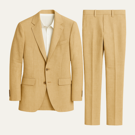 Men’s Two-Piece Suit Set with Notch Lapel and Slim Trousers