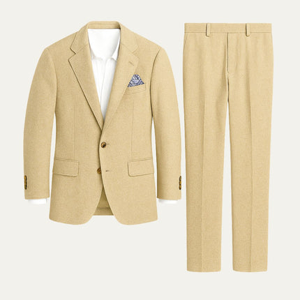 Men’s Two-Piece Suit Set with Notch Lapel Blazer and Straight-Leg Trousers