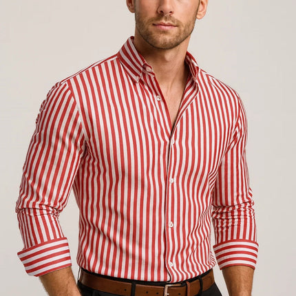 Men’s Vertical Stripe Button-Up Shirt