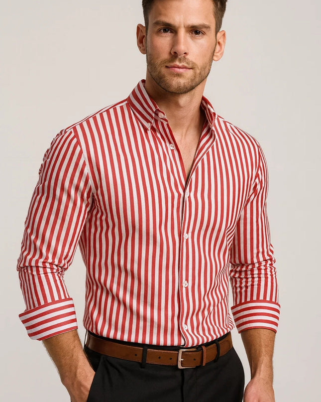 Men’s Vertical Stripe Button-Up Shirt