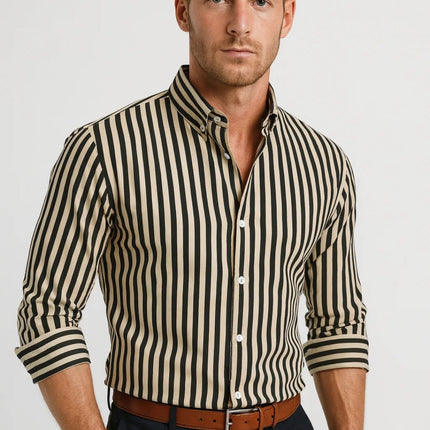 Men’s Vertical Stripe Button-Up Shirt