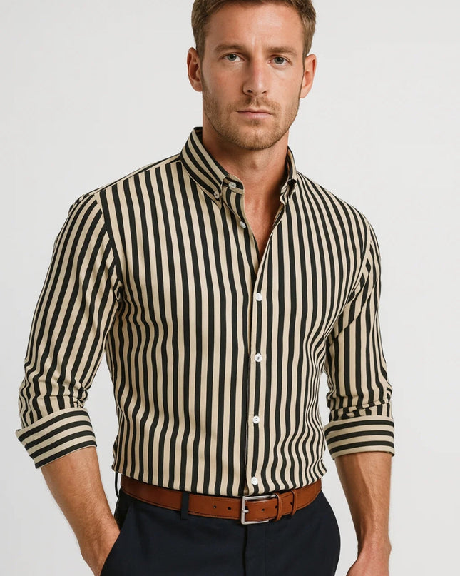 Men’s Vertical Stripe Button-Up Shirt