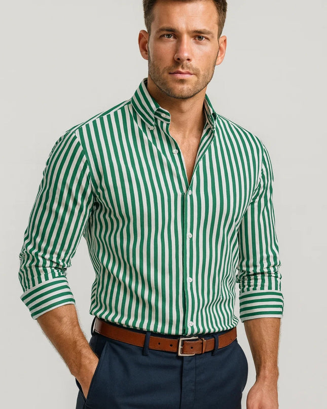 Men’s Vertical Stripe Button-Up Shirt