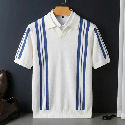 Men’s Vertical Stripe Knit Polo