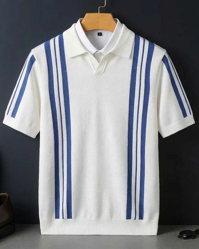 Men’s Vertical Stripe Knit Polo