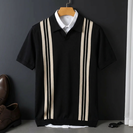 Men’s Vertical Stripe Knit Polo