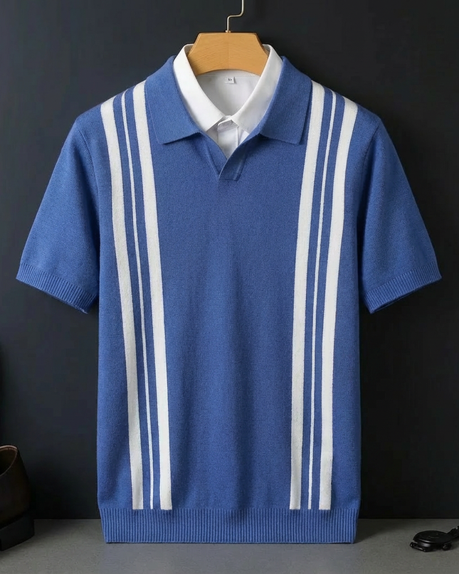 Men’s Vertical Stripe Knit Polo