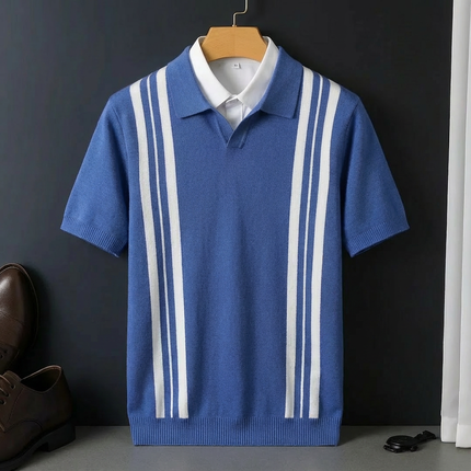 Men’s Vertical Stripe Knit Polo