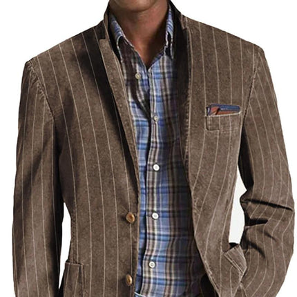 Men’s Vertical Stripe Notched Blazer