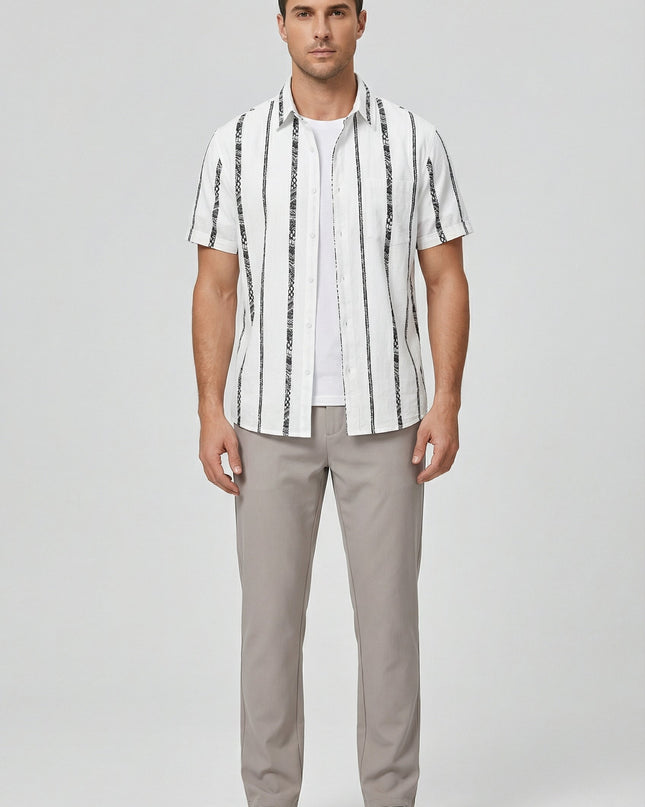 Men’s Vertical Stripe Short Sleeve Shirt