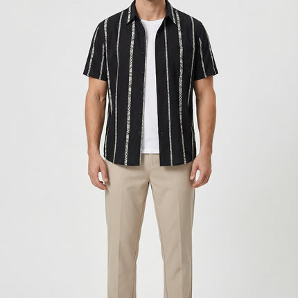 Men’s Vertical Stripe Short Sleeve Shirt
