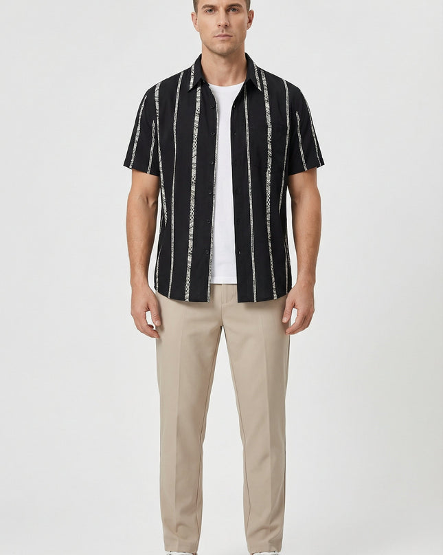Men’s Vertical Stripe Short Sleeve Shirt