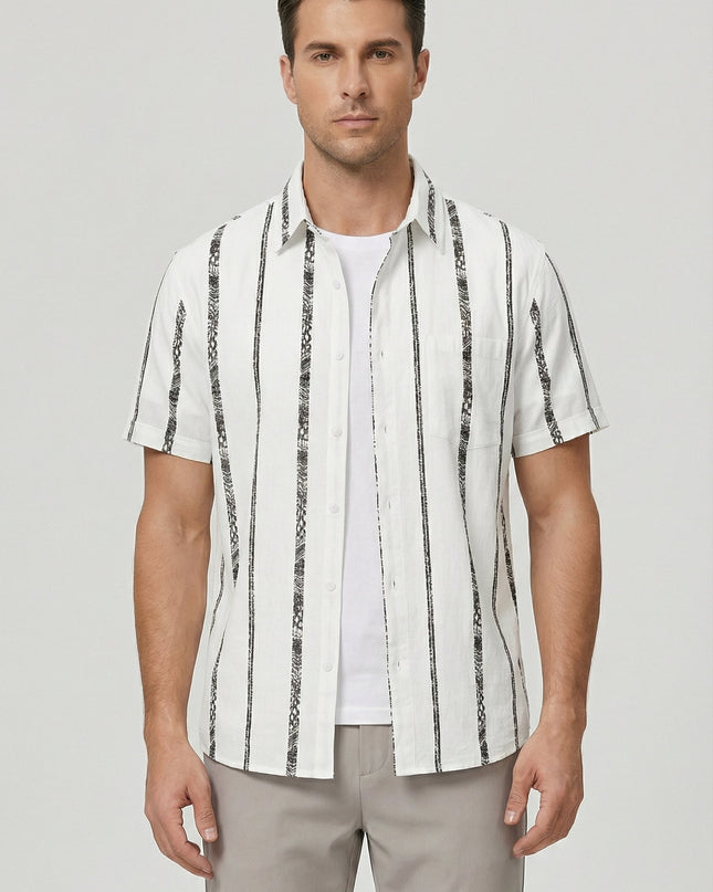 Men’s Vertical Stripe Short Sleeve Shirt