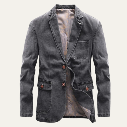 Men’s Washed Denim Style Two-Button Blazer