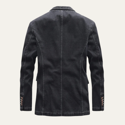Men’s Washed Denim Style Two-Button Blazer