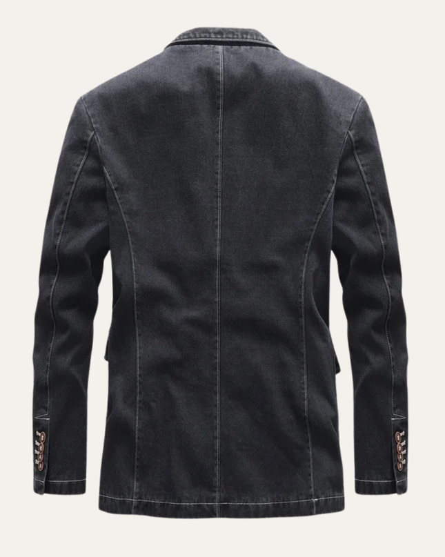 Men’s Washed Denim Style Two-Button Blazer