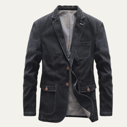 Men’s Washed Denim Style Two-Button Blazer