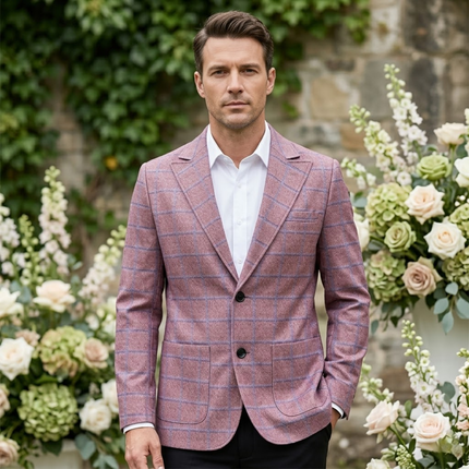 Men’s Wedding Blazer with Check Pattern