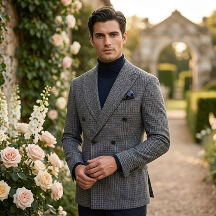 Men’s Wedding Blazer with Check Pattern