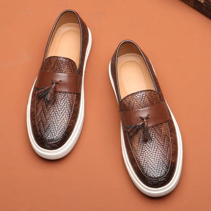 Men’s Woven Panel Tassel Slip-On Sneakers