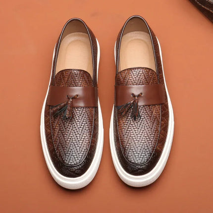 Men’s Woven Panel Tassel Slip-On Sneakers