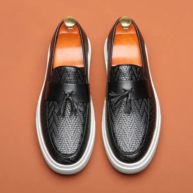 Men’s Woven Panel Tassel Slip-On Sneakers