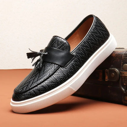 Men’s Woven Panel Tassel Slip-On Sneakers