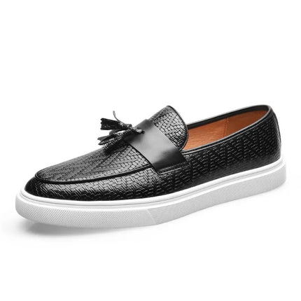 Men’s Woven Panel Tassel Slip-On Sneakers