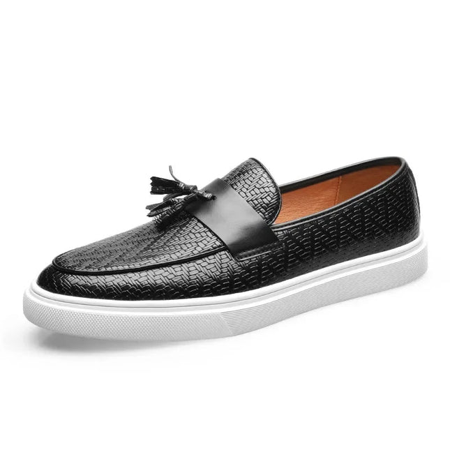 Men’s Woven Panel Tassel Slip-On Sneakers