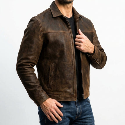 Men’s Zip-Up Leather Jacket