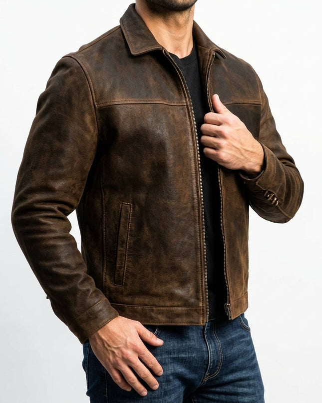 Men’s Zip-Up Leather Jacket