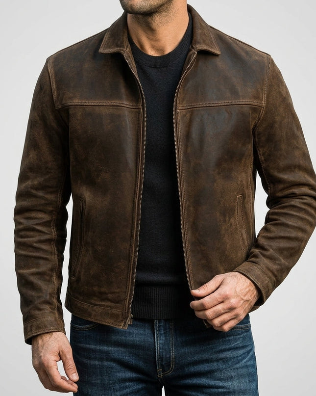 Men’s Zip-Up Leather Jacket