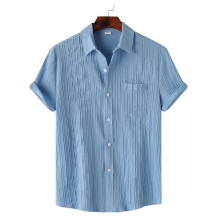 Men Textured Short Sleeve Button Shirt