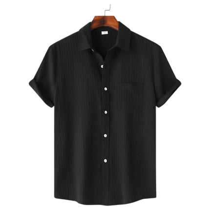 Men Textured Short Sleeve Button Shirt