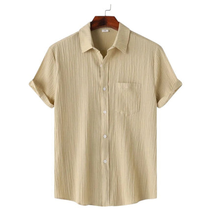 Men Textured Short Sleeve Button Shirt