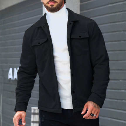 Men’s Long Sleeve Jacket with Button Closure and Chest Pockets