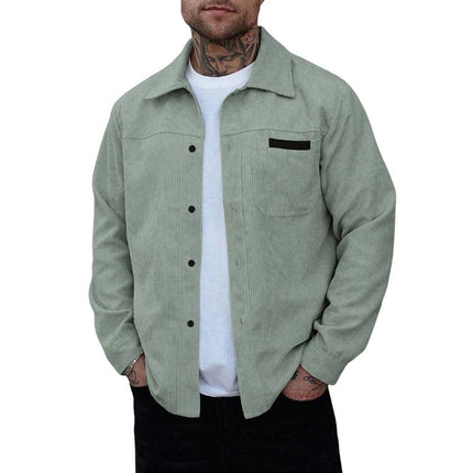 Men’s Long Sleeve Corduroy Jacket with Chest Pocket