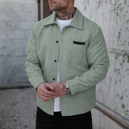 Men’s Long Sleeve Corduroy Jacket with Chest Pocket
