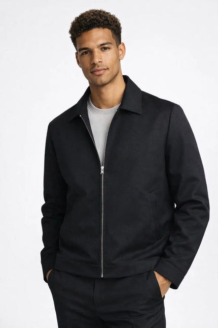 Men's Harrington Jacket – Classic Zip Front Smart Casual Layer